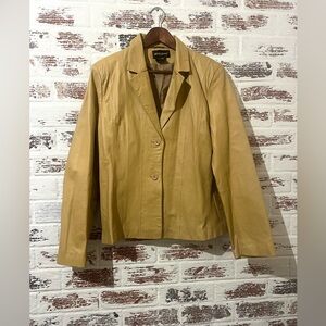 Vintage Metrostyle Genuine Leather Jacket Tan Lined Tailored Size 16